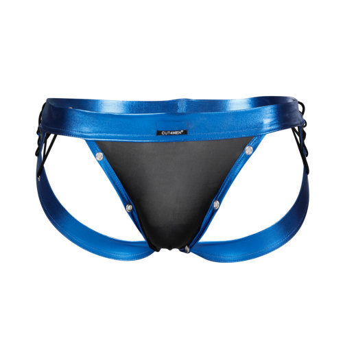 C4M Desire Jockstrap Blue Leatherette Medium